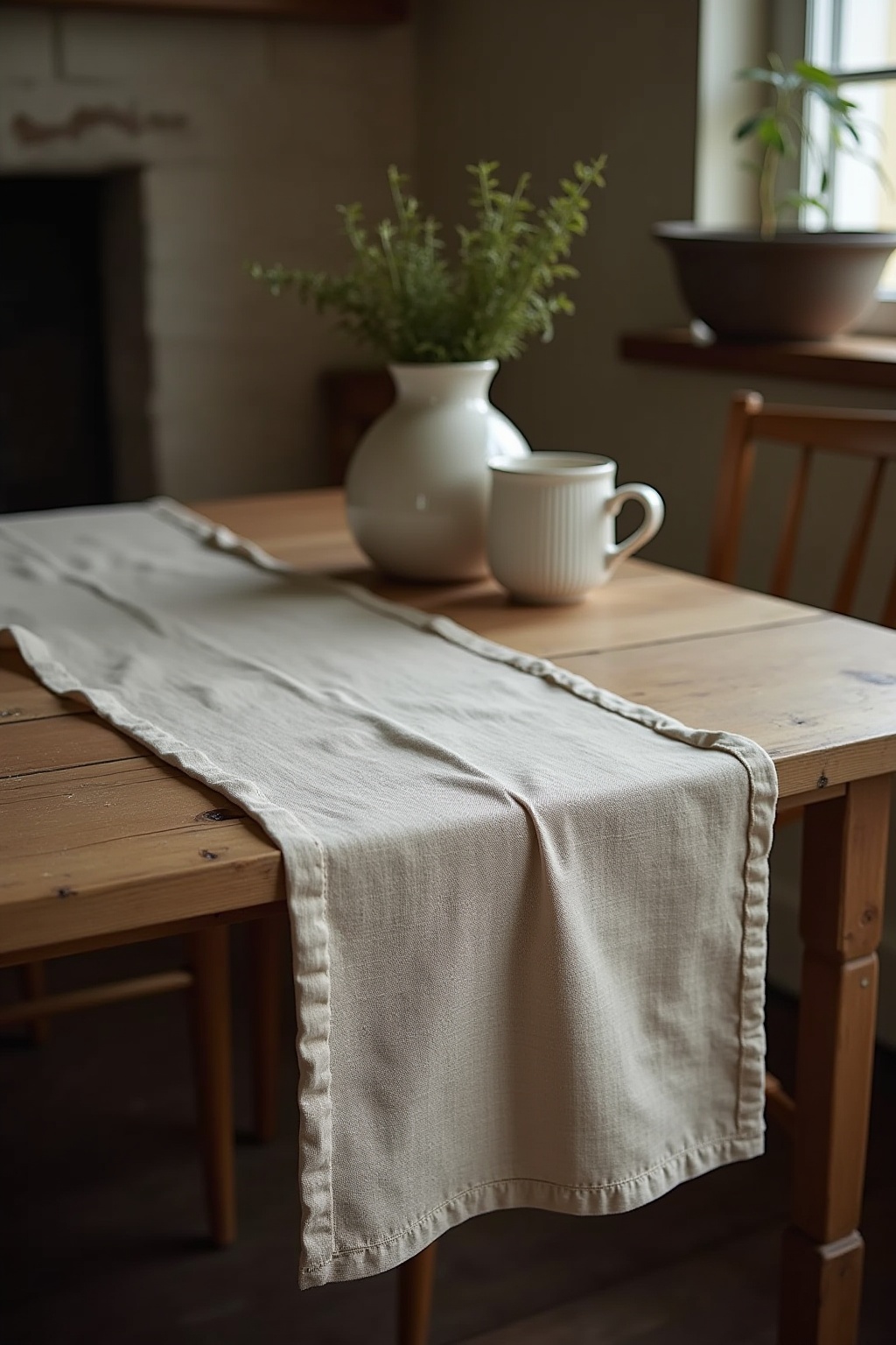 Tischläufer aus grobem Leinen zum Selbernähen