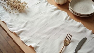 Tischläufer aus grobem Leinen-Titel