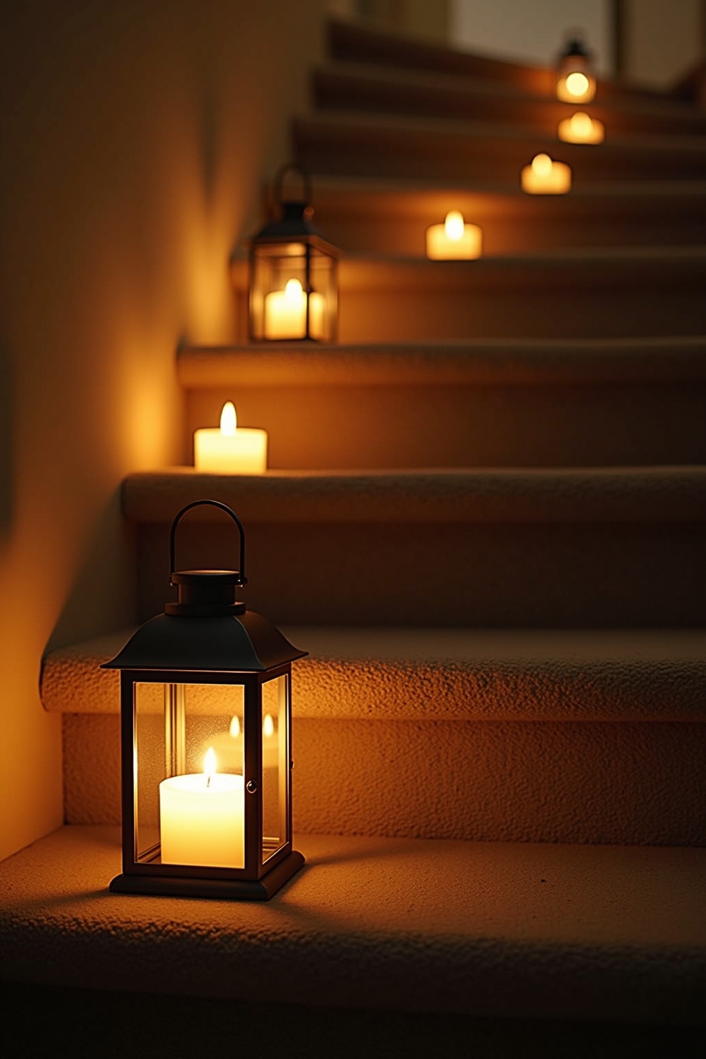 8 Treppenstufen-Deko mit Windlichtern Ideen