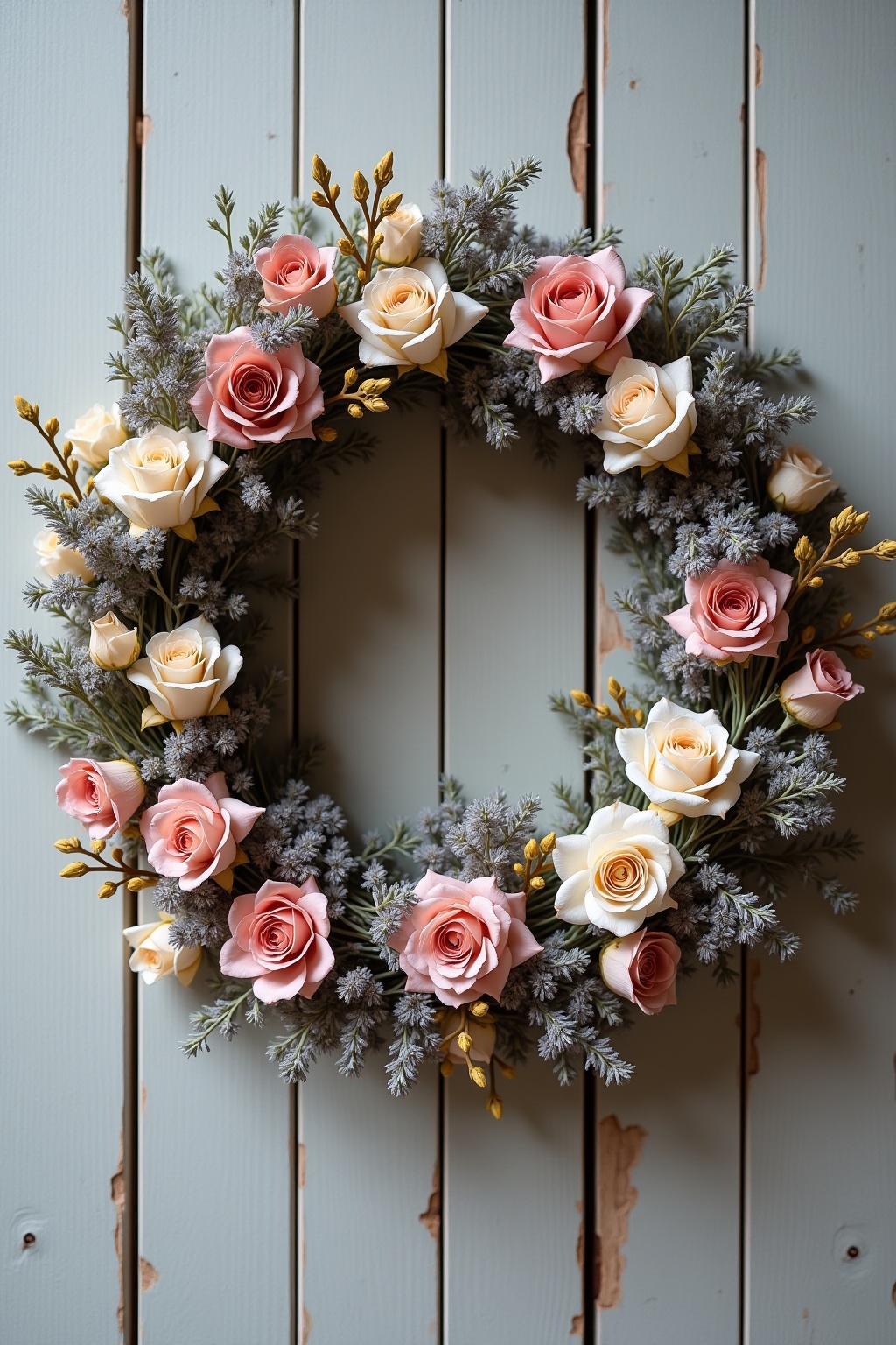 Trockenblumenkranz an der Küchentür Ideen