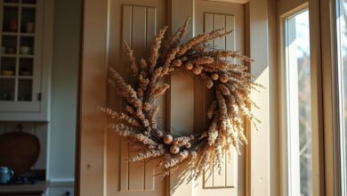 Trockenblumenkranz an der Küchentür-Titel