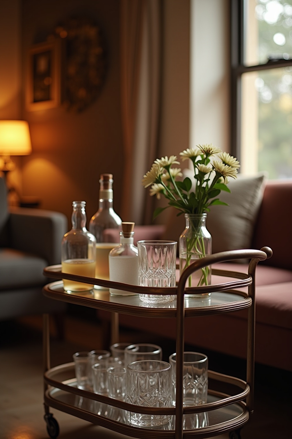 Vintage-Servierwagen als Minibar Ideen