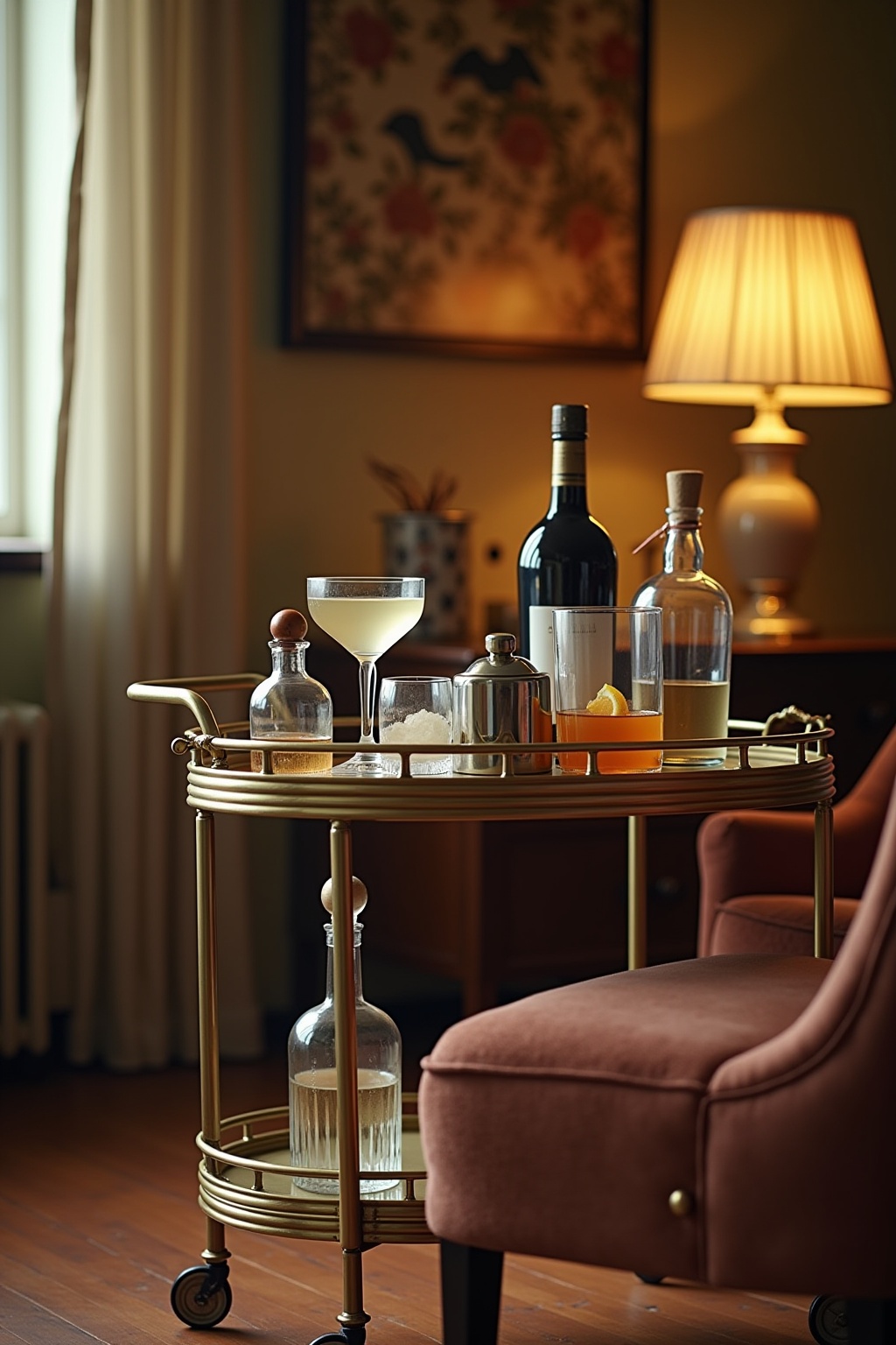 Vintage-Servierwagen als Minibar Ideen