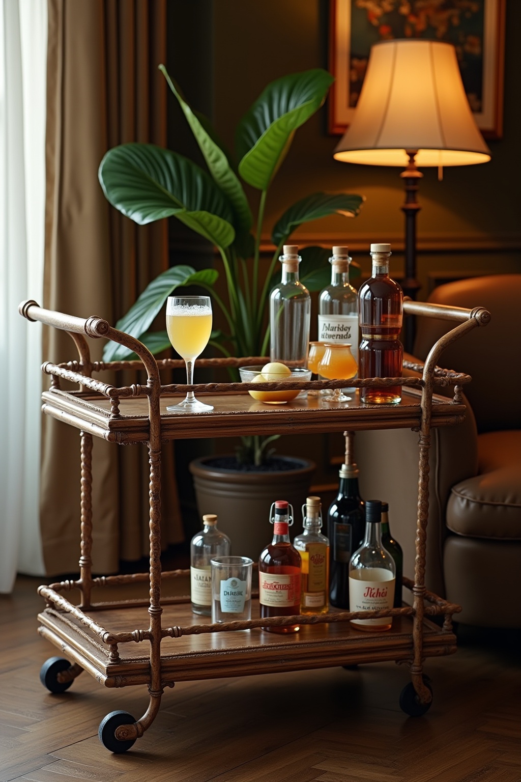 Vintage-Servierwagen als Minibar Ideen Vintage-Servierwagen als Minibar Ideen