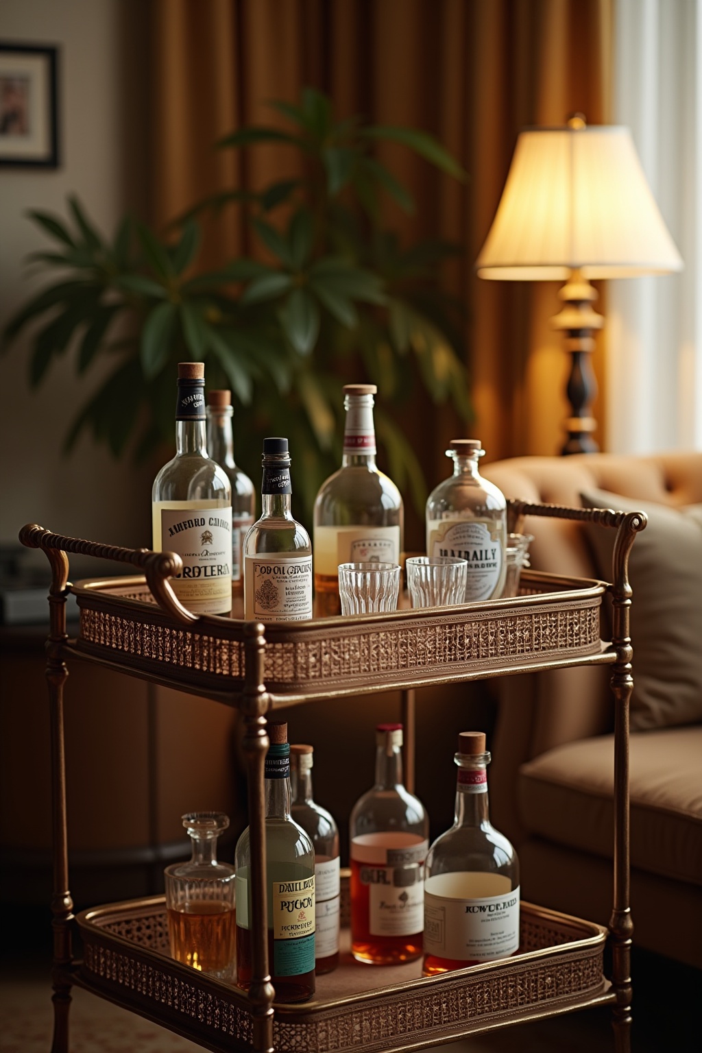 Vintage-Servierwagen als Minibar Ideen