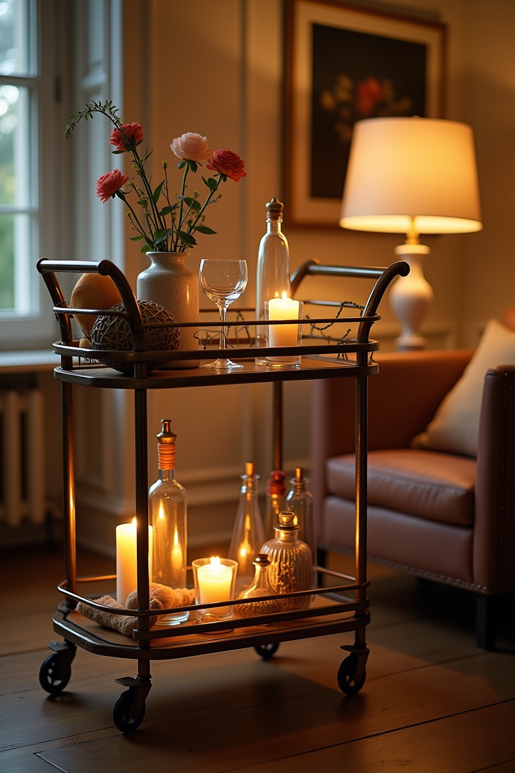 Vintage-Servierwagen als Minibar Ideen