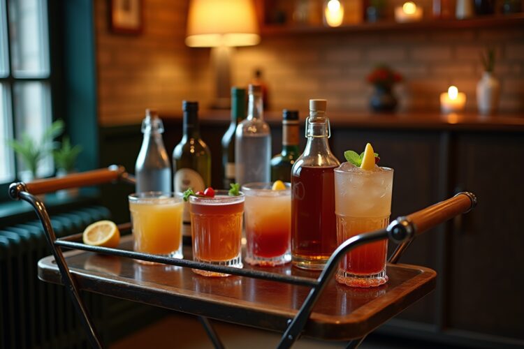 Vintage-Servierwagen als Minibar Ideen