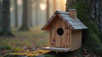 Vogelhaus im skandinavischen Design-Titel