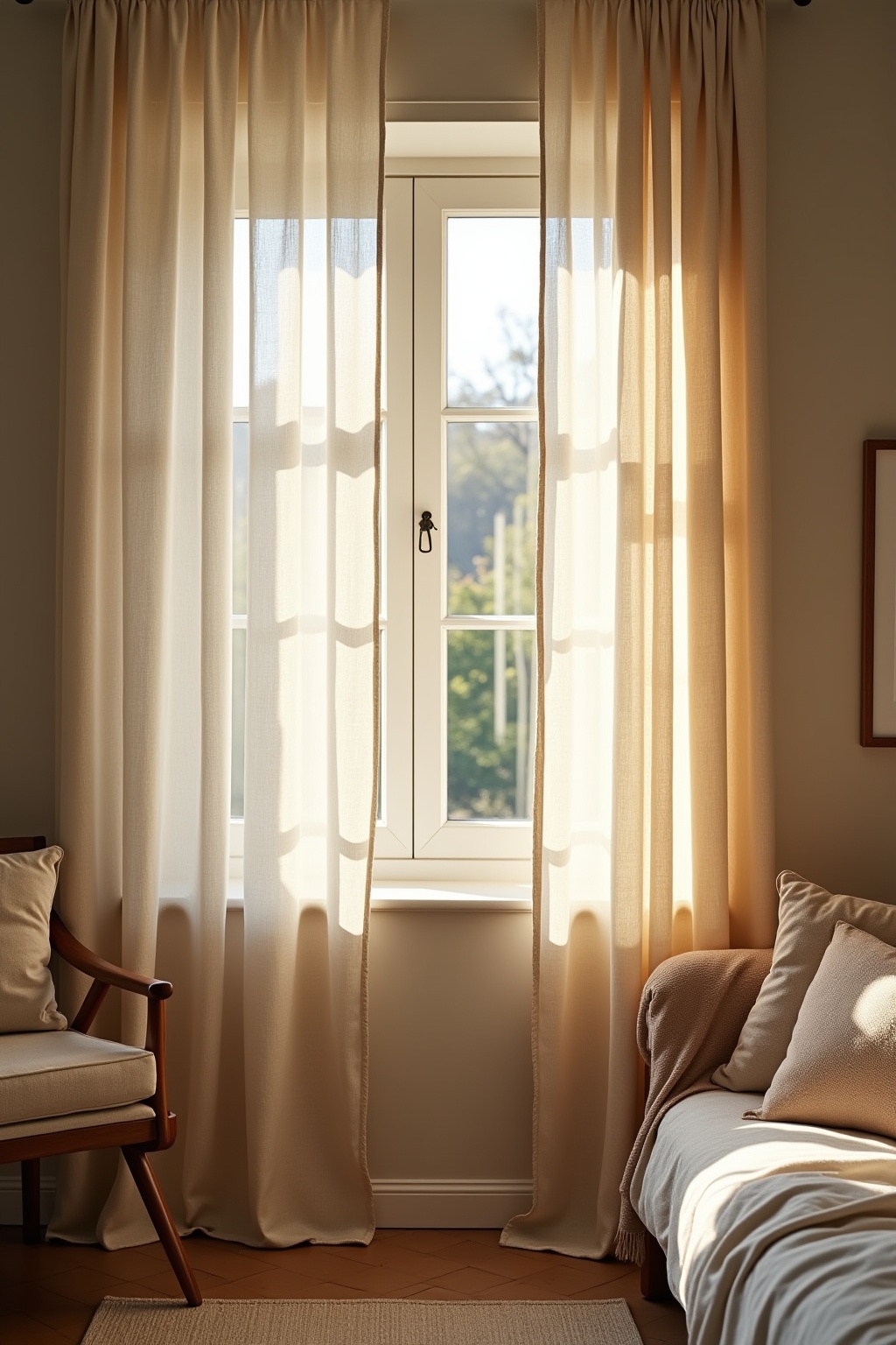 Vorhänge aus Leinen in Naturtönen