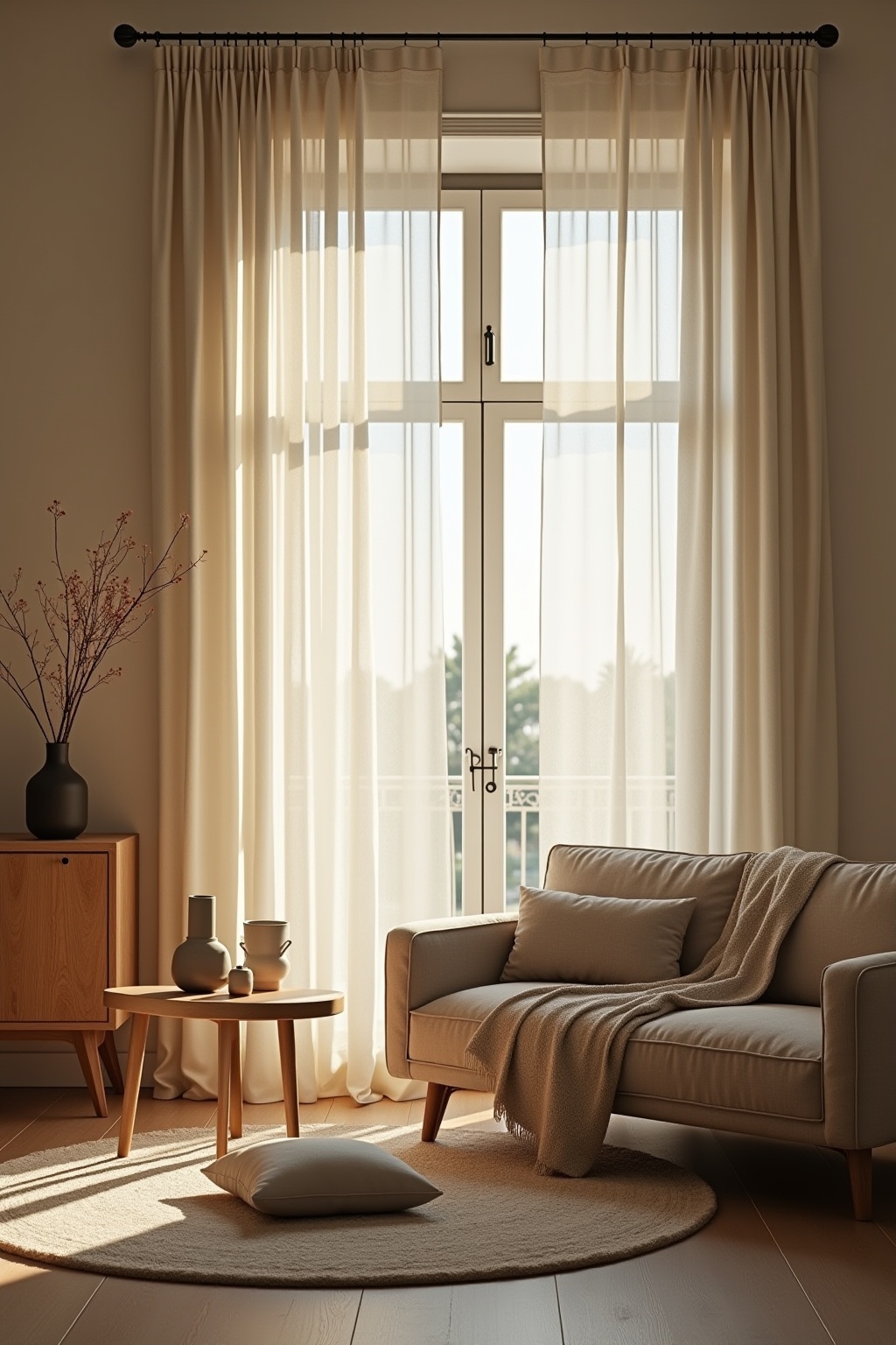 8 Vorhänge aus Leinen in Naturtönen