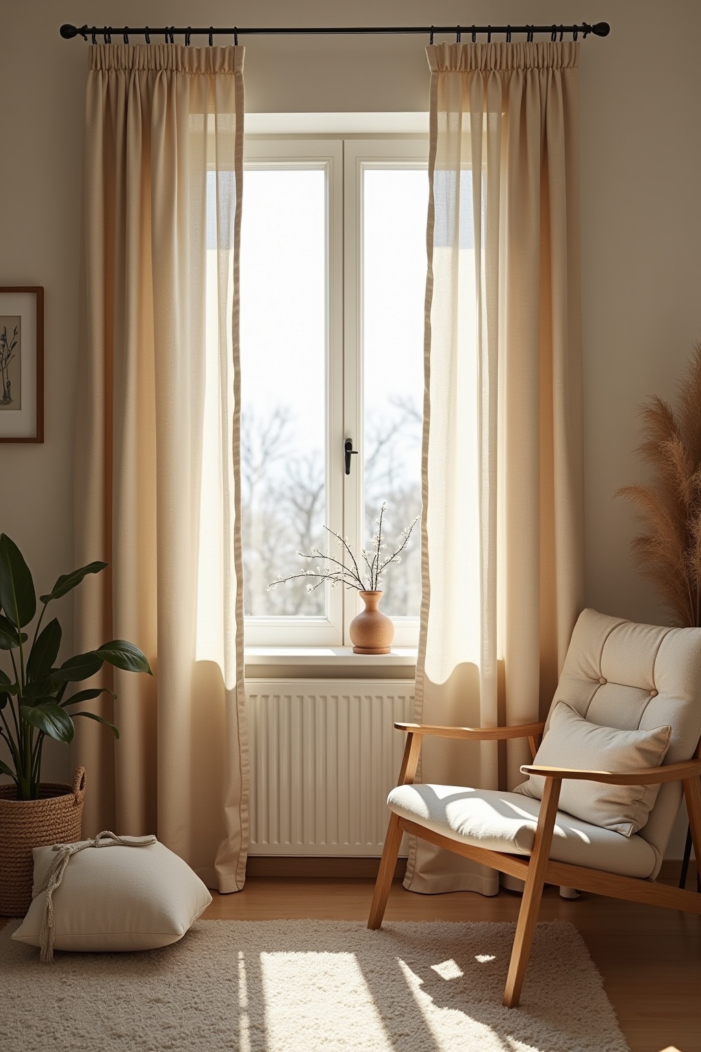 Vorhänge aus Leinen in Naturtönen