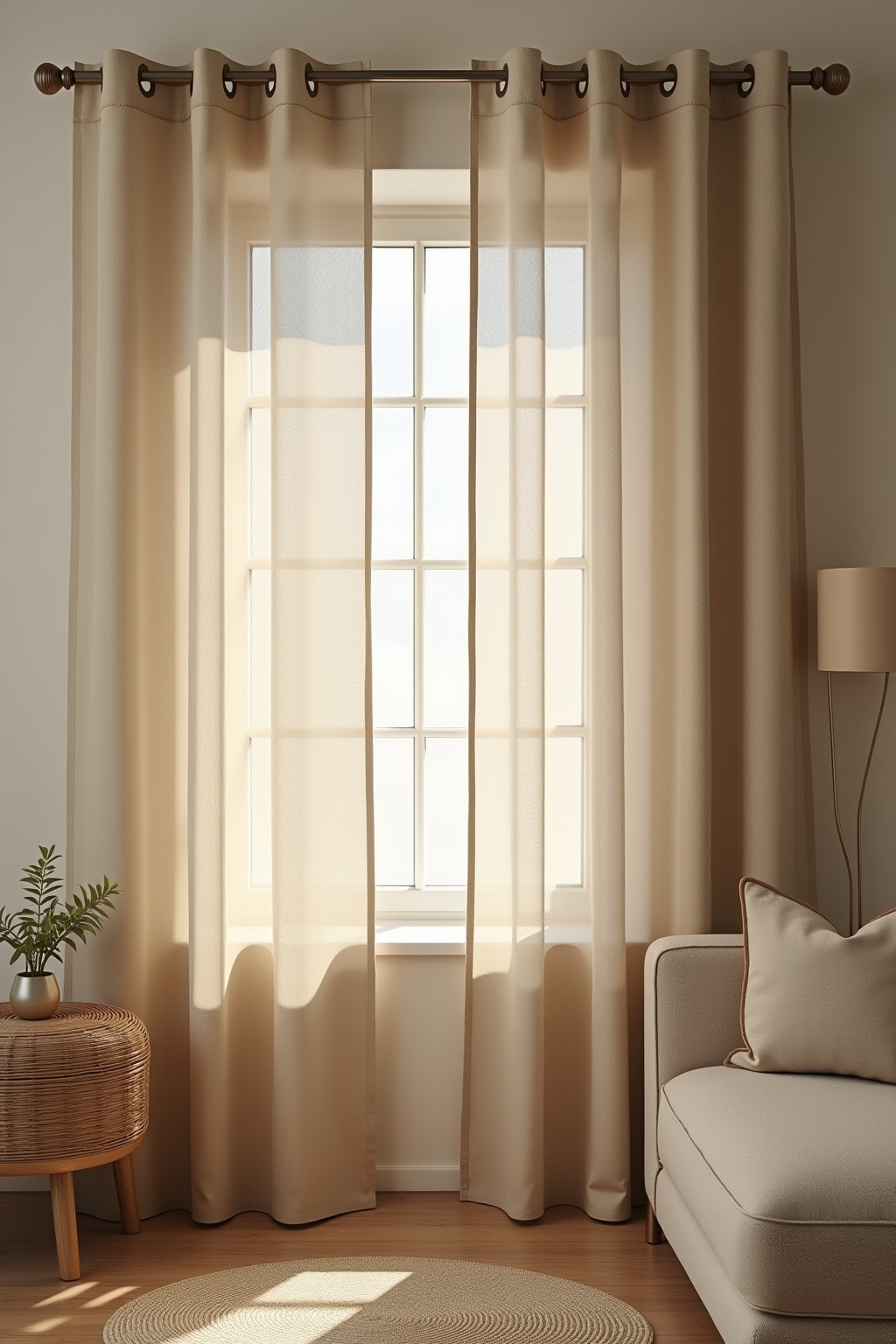 Vorhänge aus Leinen in Naturtönen