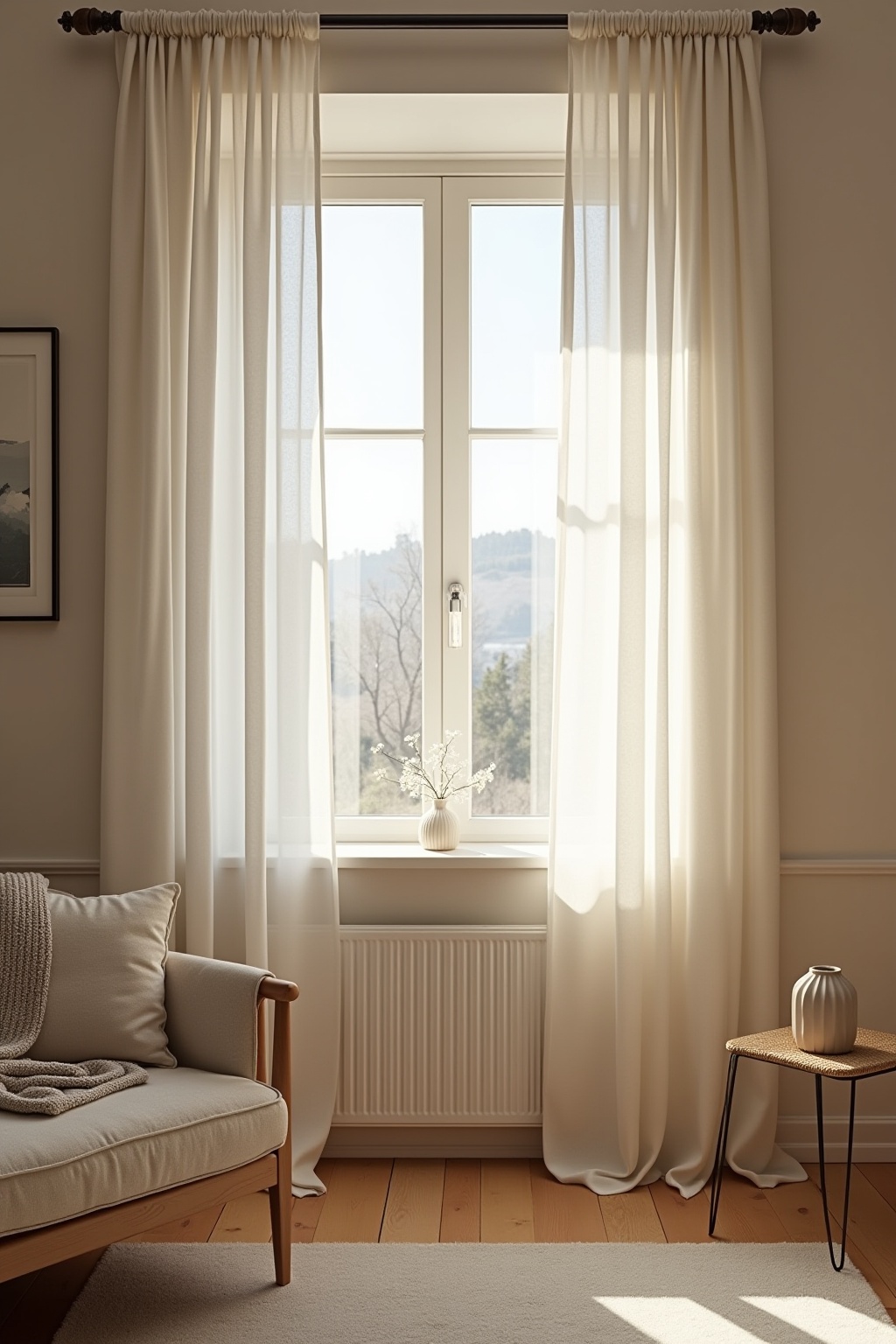 Vorhänge aus Leinen in Naturtönen