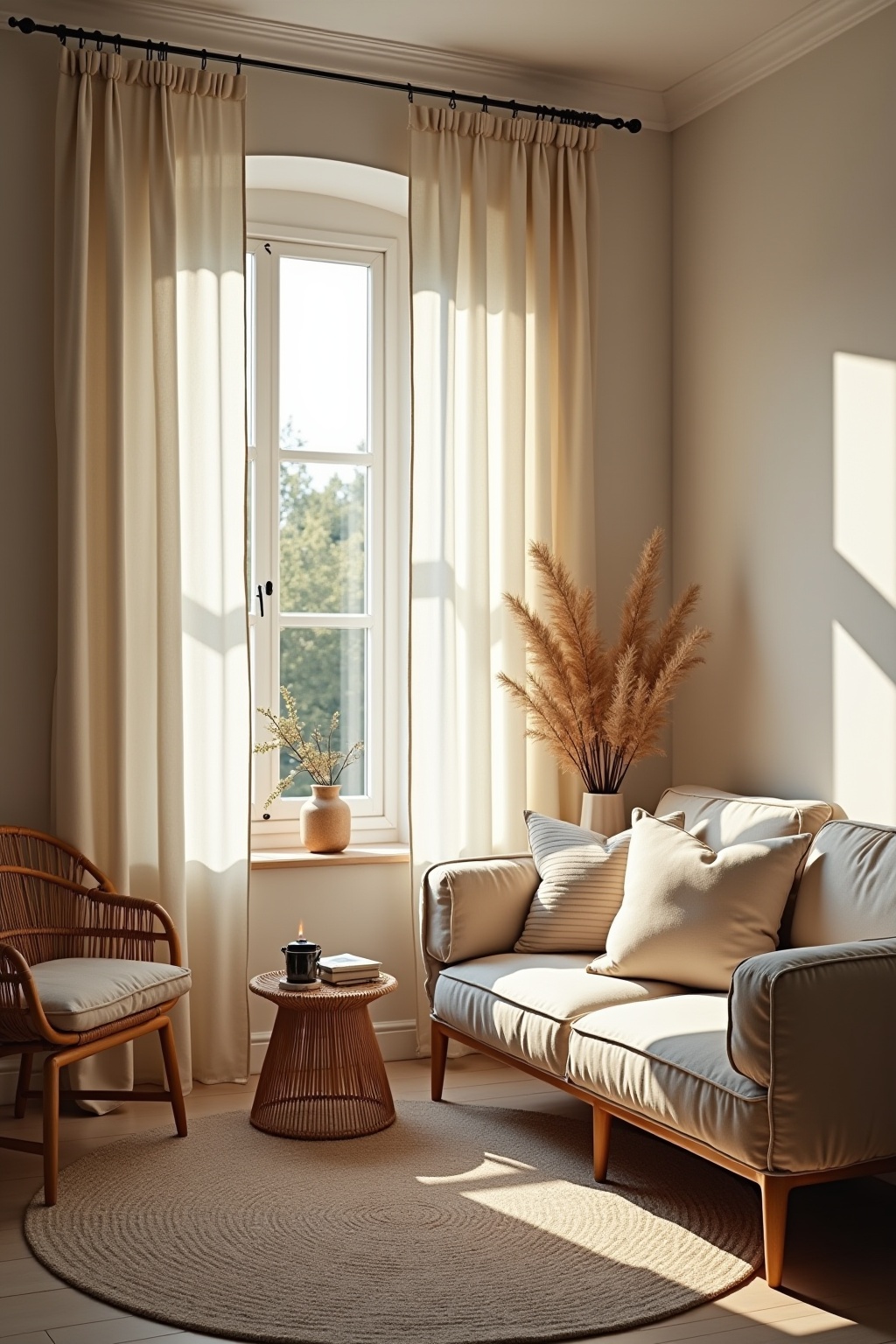 8 Vorhänge aus Leinen in Naturtönen