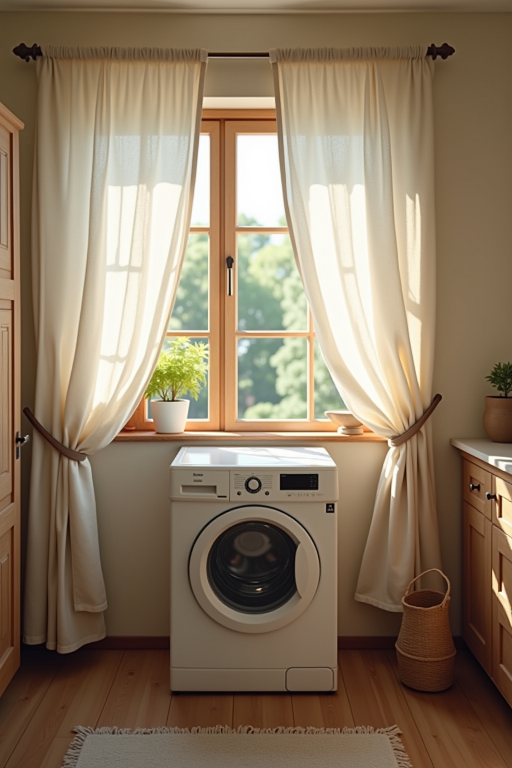 Vorhänge aus Leinen in Naturtönen