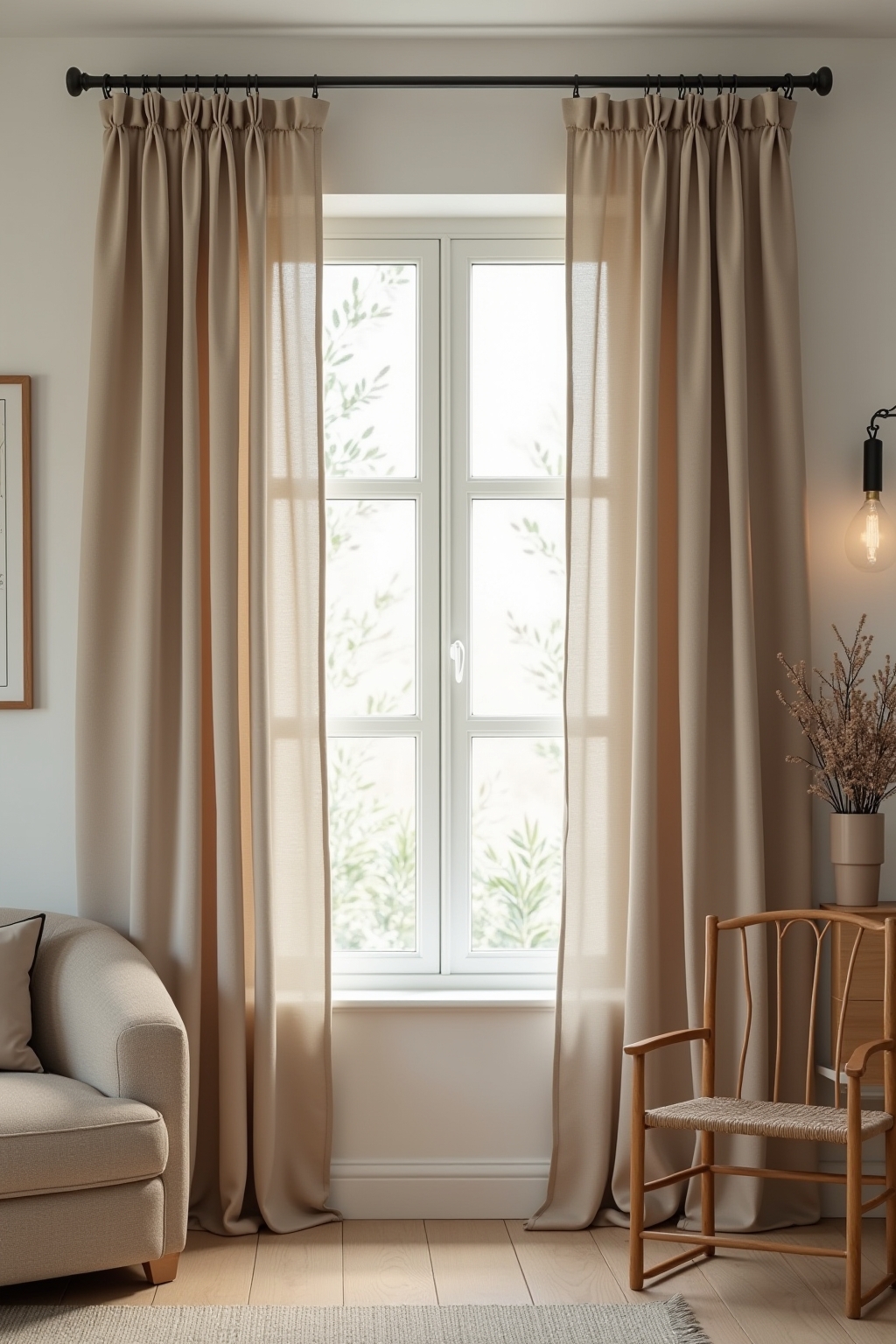 Vorhänge aus Leinen in Naturtönen