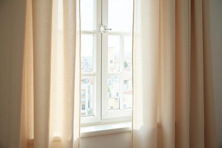 Vorhänge aus Leinen in Naturtönen