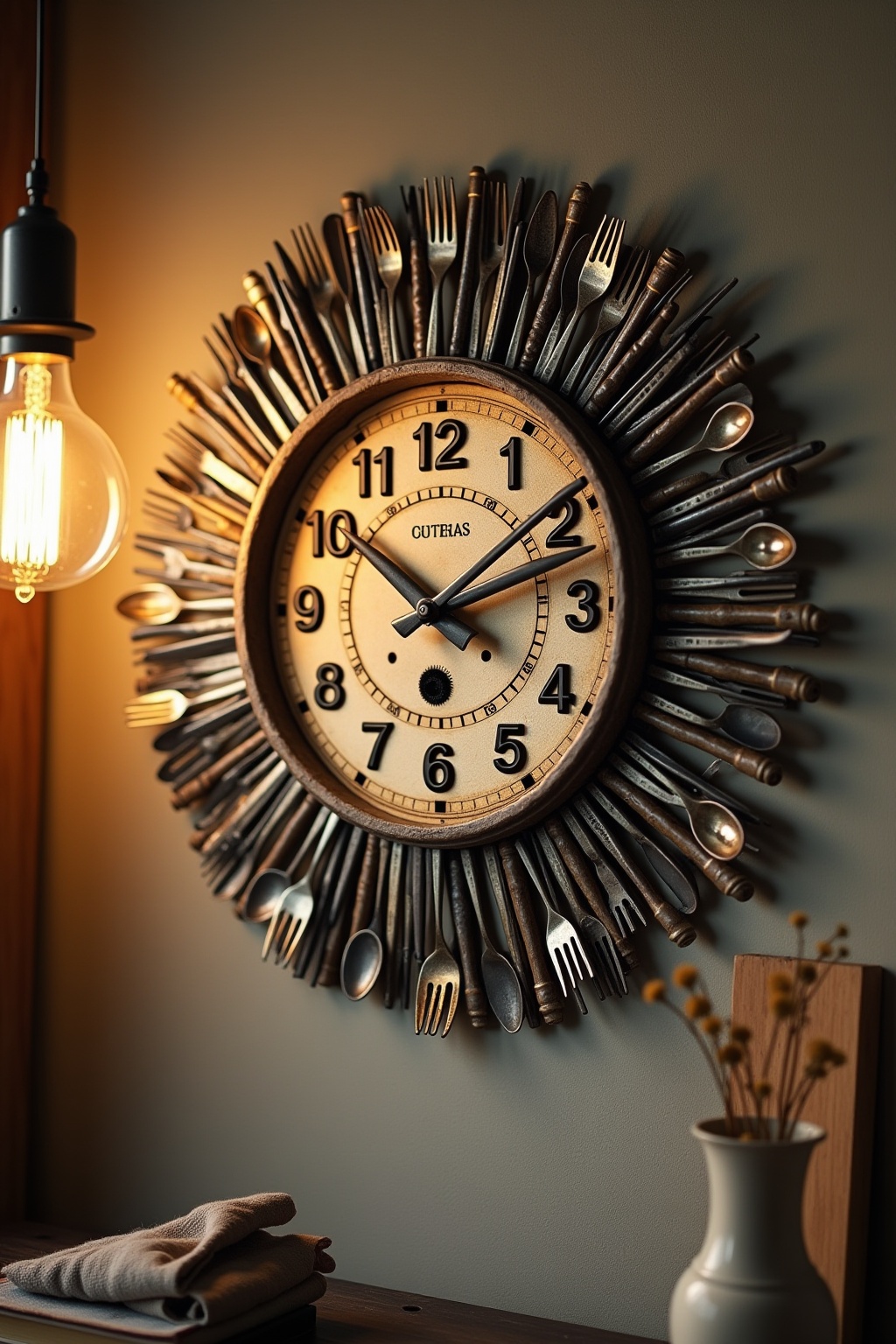 Wanduhr aus Besteck-Elementen selber machen