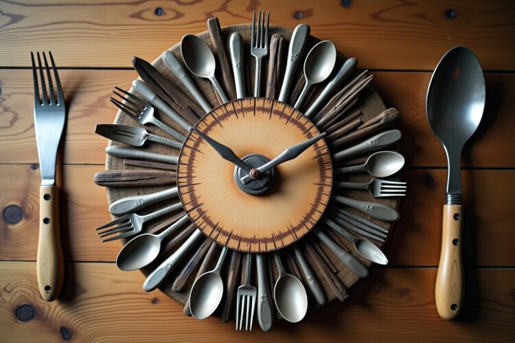 Wanduhr aus Besteck-Elementen selber machen