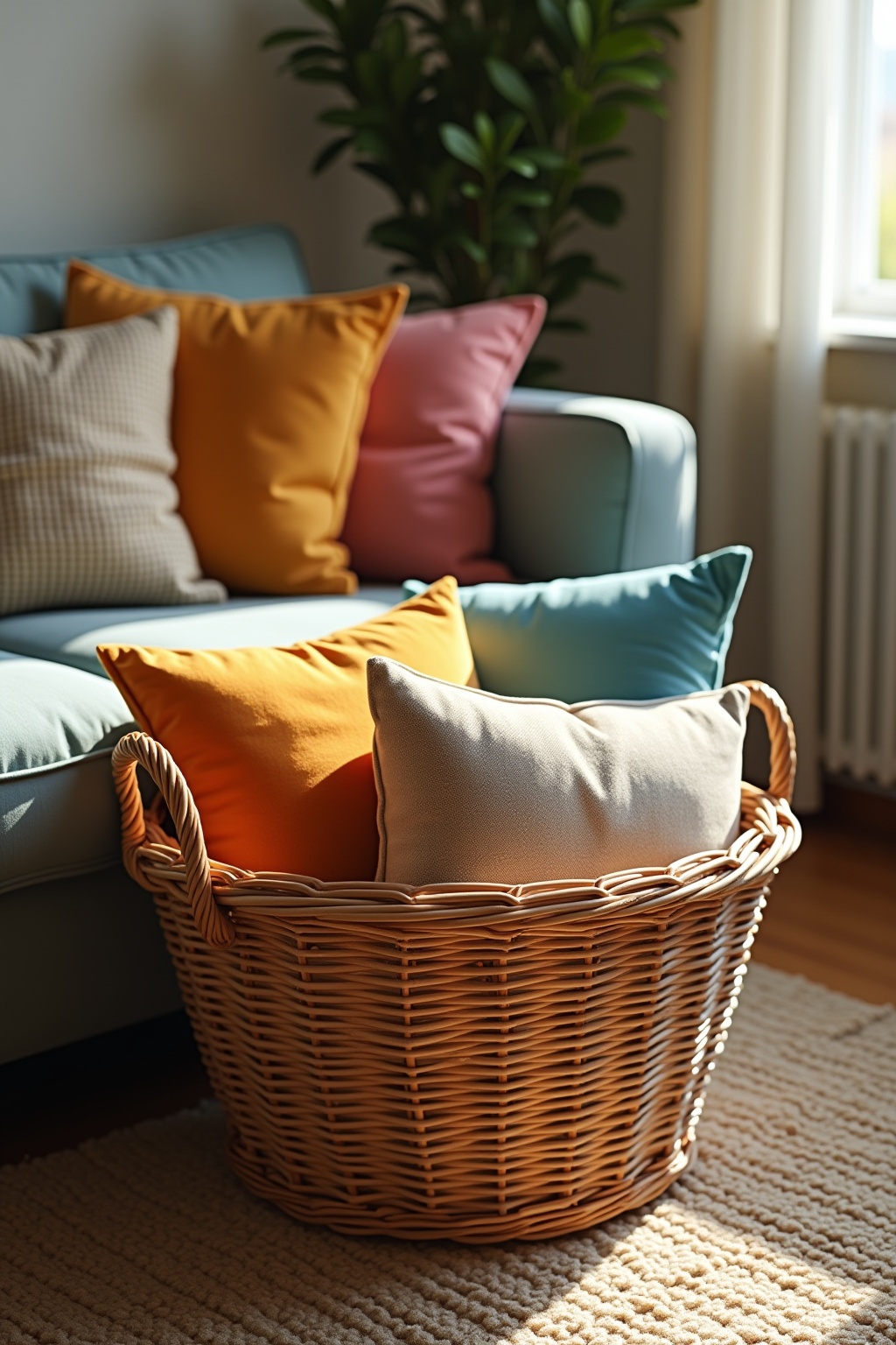 Weidenkörbe für zusätzliche Kissen Ideen