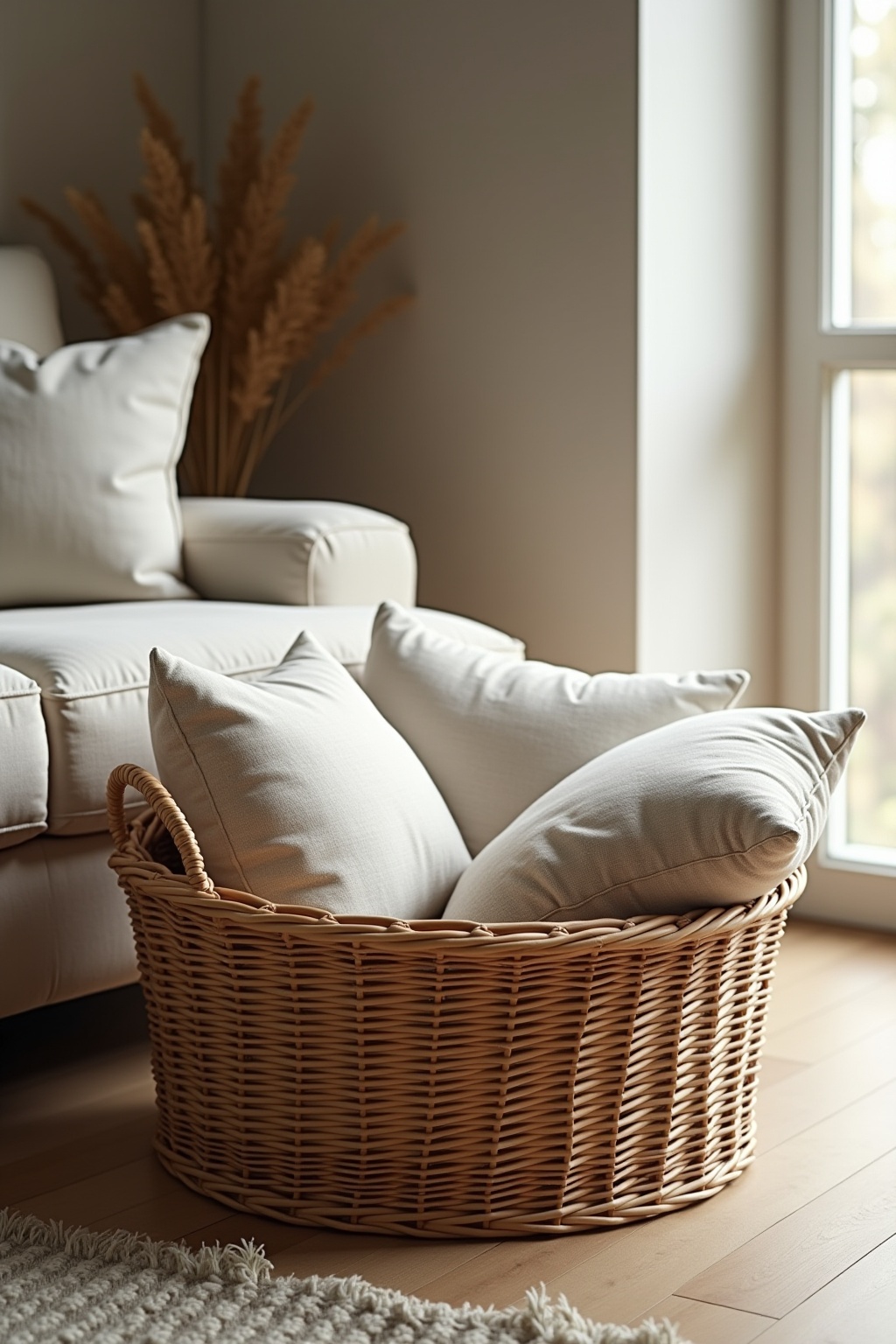 Weidenkörbe für zusätzliche Kissen Ideen