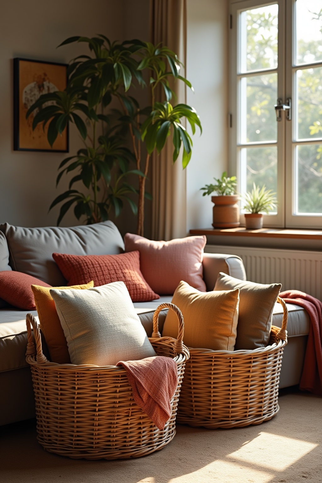 Weidenkörbe für zusätzliche Kissen Ideen