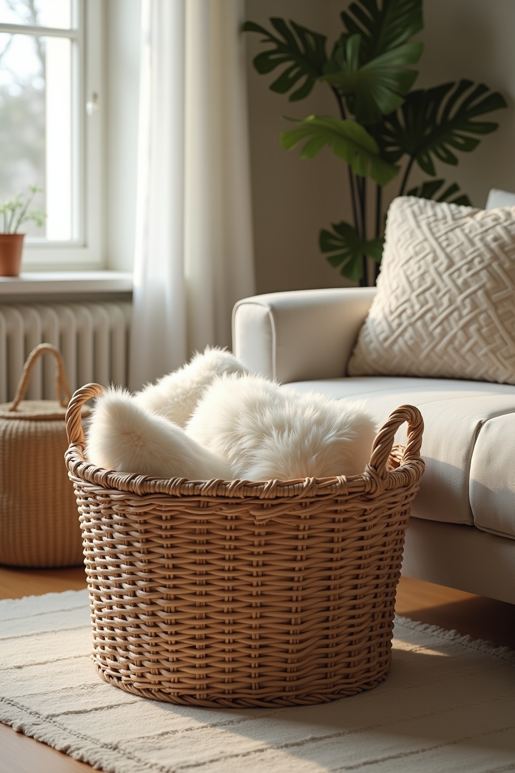 Weidenkörbe für zusätzliche Kissen Ideen