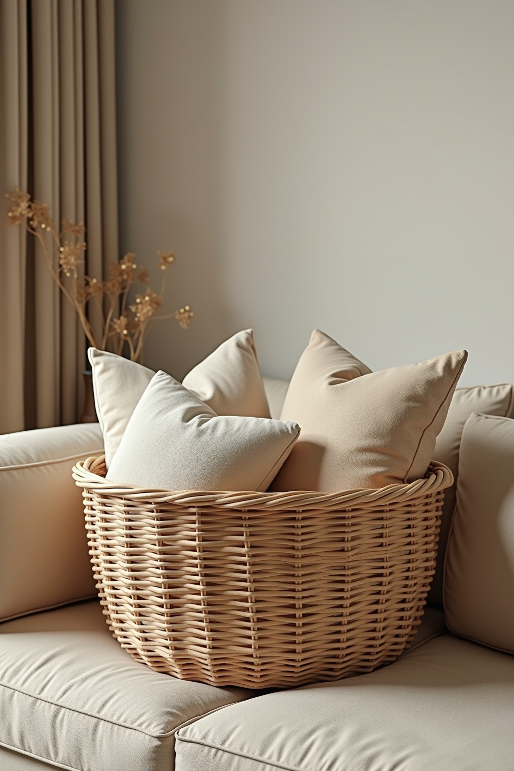 Weidenkörbe für zusätzliche Kissen Ideen