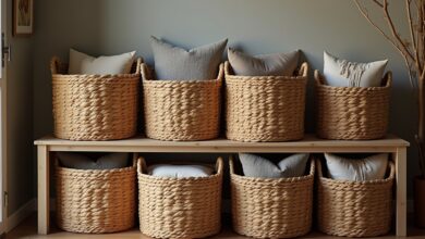 Weidenkörbe für zusätzliche Kissen-Titel