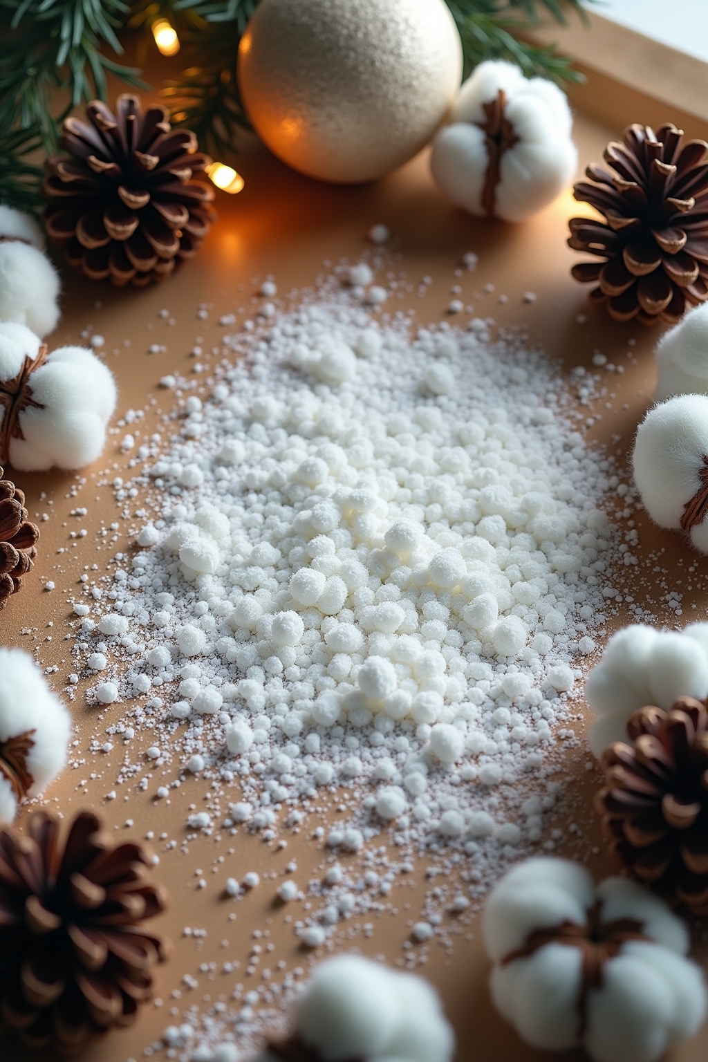 8 Winterdeko mit künstlichem Schnee & Zapfen 8 Winterdeko mit künstlichem Schnee & Zapfen