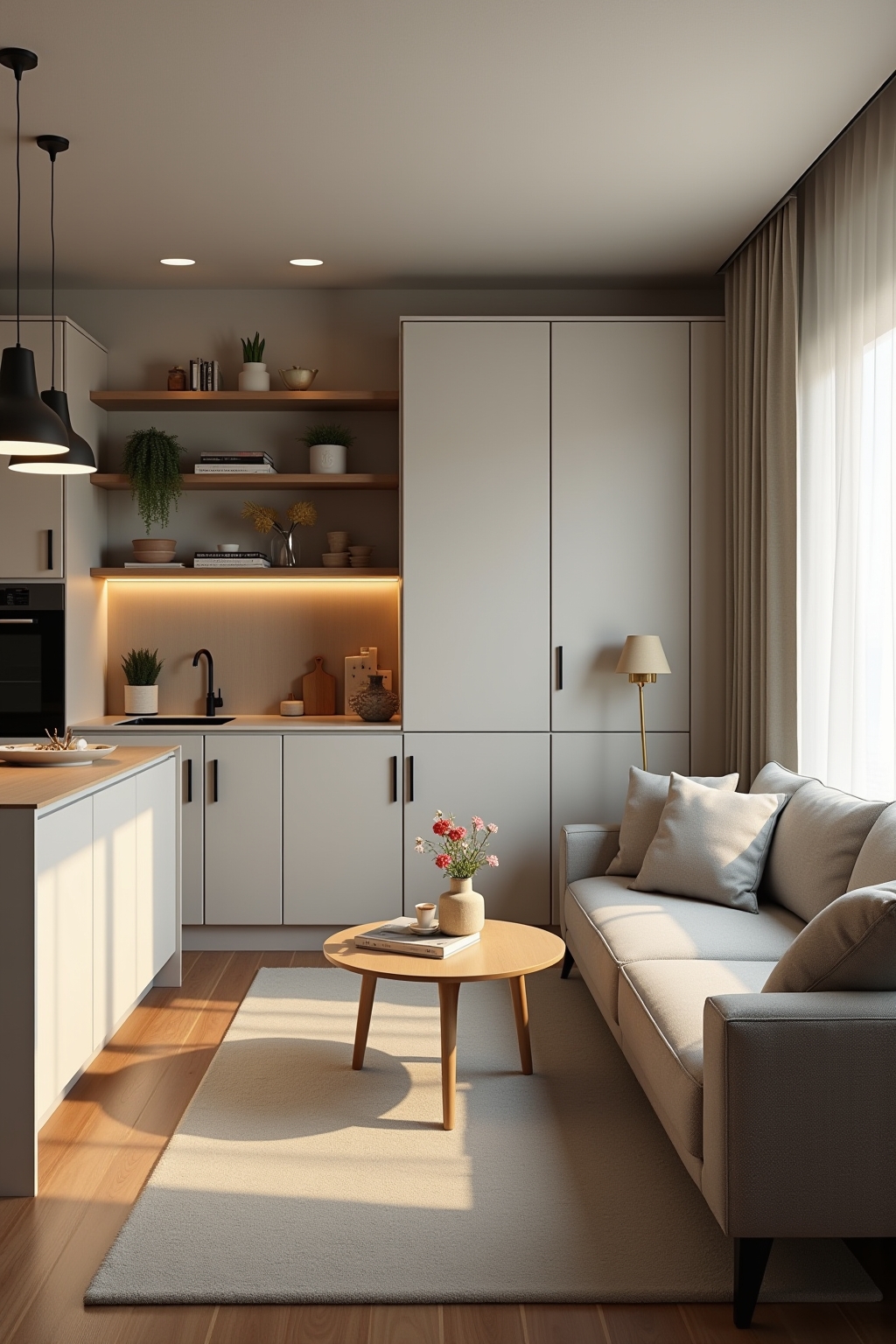 8 Tipps: Kleines Wohnzimmer mit offener Küche einrichten