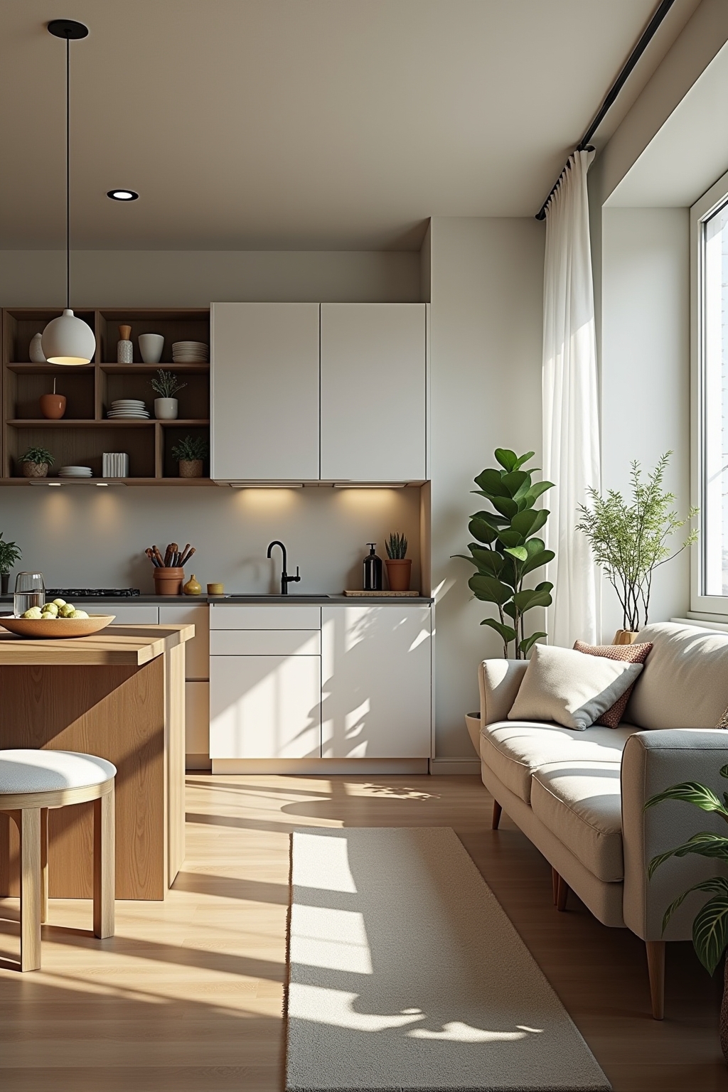 8 Tipps: Kleines Wohnzimmer mit offener Küche einrichten